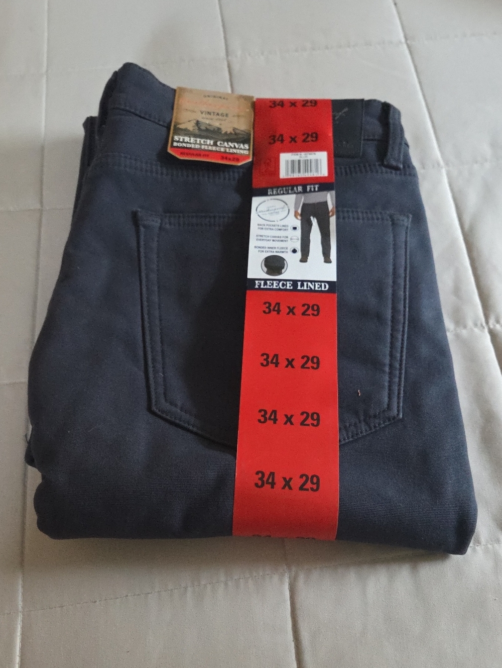 Weatherproof Fleece-Lined Men's Jeans - Navy Blue